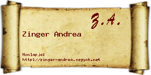 Zinger Andrea névjegykártya